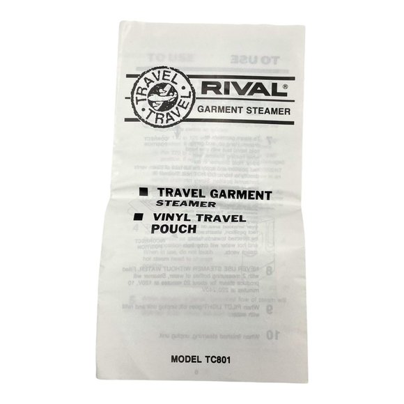 Vintage Rival  TC801 Travel Garment Steamer Compact Clothing Iron Clothes in Box - Picture 9 of 9